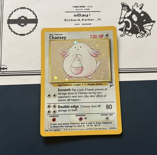 2000 Pokemon Base Set 2 Chansey 3/130 Holo Rare WOTC Vintage LP
