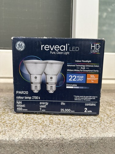GE Reveal LED PAR20 50W Replacement 2700K Dimmable 450 Lumens 2-