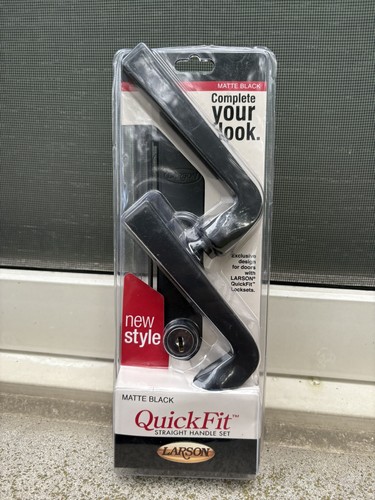 Larson QuickFit Straight Handle Set Matte Black Storm Door Locks