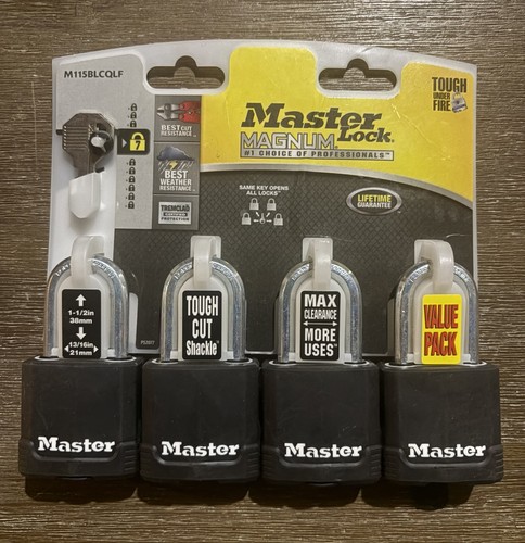 Master Lock Magnum M115XQLF 4-Pack Keyed Alike Outdoor Padlocks