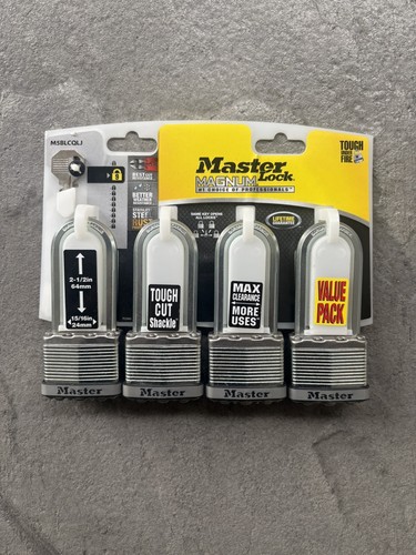 Master Lock Magnum M5BLCQLJ 4-Pack Keyed Alike Padlocks NEW
