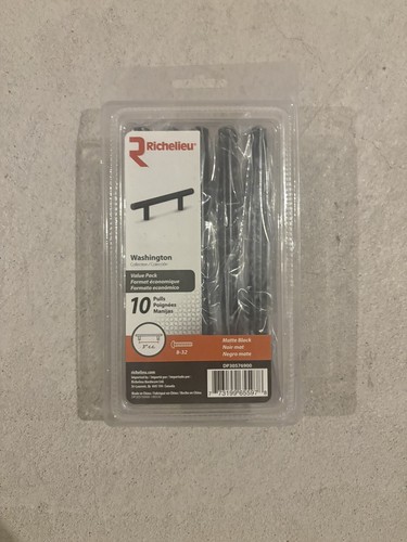 Richelieu Washington 3” Cabinet Pulls Matte Black 10-Pack