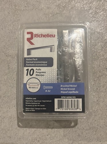 Richelieu 96mm Cabinet Drawer Pulls Brushed Nickel 10-Pack NEW