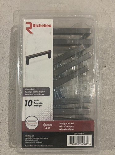 Richelieu Lambton 96mm Cabinet Pulls Antique Nickel 10-Pack