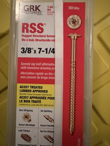 GRK RSS 3/8” x 7-1/4” Rugged Structural Screws 50 Pack T-40