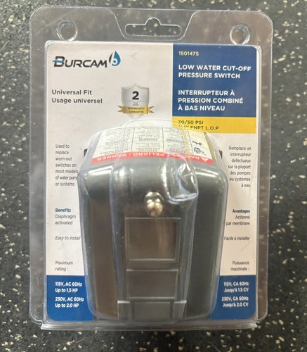 BURCAM 150147S Low Water Cut-Off Pressure Switch 30/50 PSI
