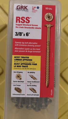 GRK RSS 3/8” x 6” Rugged Structural Screws 50 Pack T-40 NEW