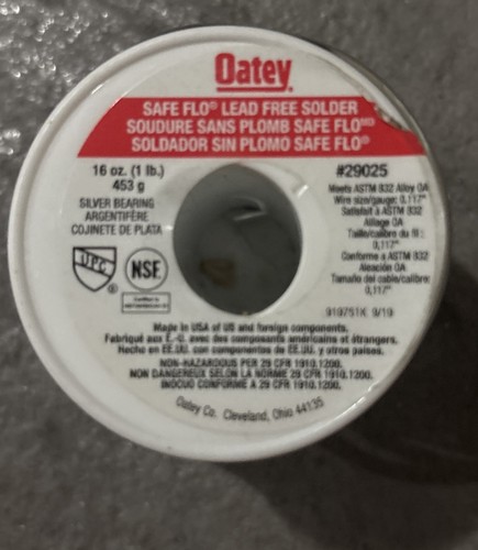 Oatey 29025 Safe-Flo 1 lb Lead-Free Silver Plumbing Wire Solder