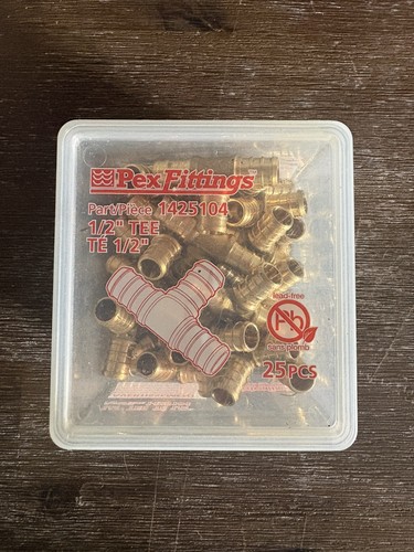 Waterline 1425104 1/2” Brass PEX Tee 25-Pack Lead Free NEW