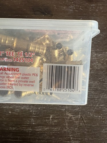 Waterline 1425104 1/2” Brass PEX Tee 25-Pack Lead Free NEW - photo 2