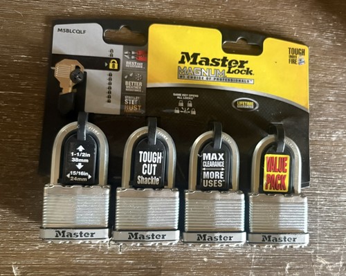 Master Lock Magnum M5BL 4-Pack Keyed Alike Padlocks 1-1/2” Shack