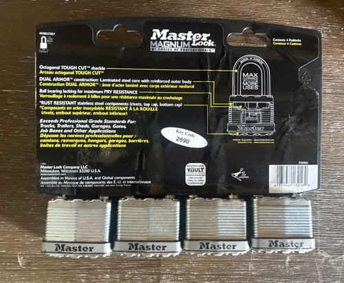 Master Lock Magnum M5BL 4-Pack Keyed Alike Padlocks 1-1/2” Shack - photo 2