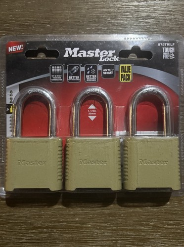Master Lock 875TRILF 3-Pack Outdoor Combination Padlocks 4-Digit