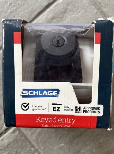 Schlage Keyed Entry Door Knob Lock Black w/ Keys NEW