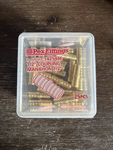Waterline 1425446 1/2” Brass PEX Coupling 25-Pack Lead Free NEW
