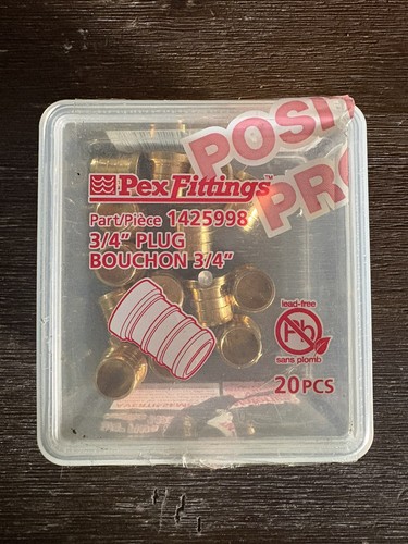 Waterline 1425998 3/4” Brass PEX Plug 20-Pack Lead Free NEW