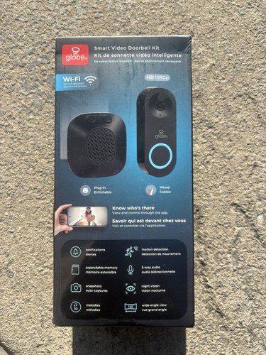 Globe Electric Smart Video Doorbell Kit 1080p WiFi Wired Chime