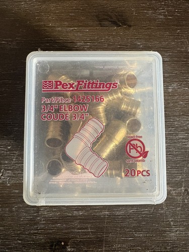 Waterline 1425166 3/4” Brass PEX 90° Elbow 20-Pack Lead Free NEW