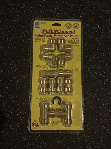 Waterline Push N Connect 1/2” Brass Fittings 13-Pc Value Pack