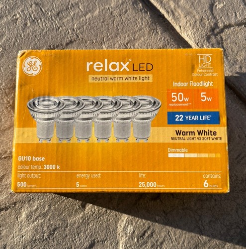 GE Relax LED GU10 50W Equivalent 5W 500LM 3000K Dimmable Bulbs 6