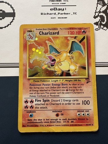 Pokemon Charizard 4/130 Base Set 2 Holo Rare 2000 WOTC LP