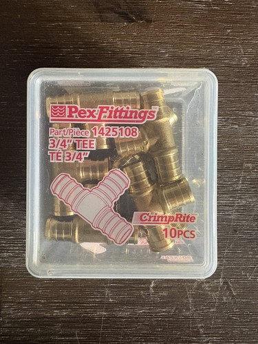 Waterline 1425108 3/4” Brass PEX Tee 10-Pack CrimpRite NEW