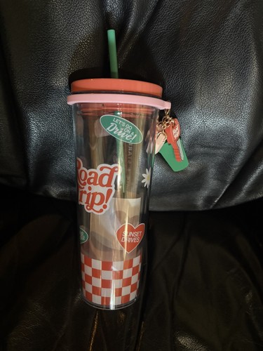 NEW Starbucks 24oz Road Trip Cold Cup Tumbler Charms Checkered 2