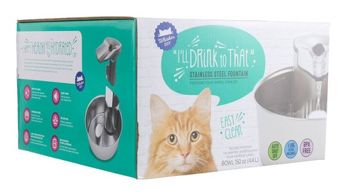 NEW Whisker City “I’ll Drink to That” Stainless Steel Cat Founta - photo 2