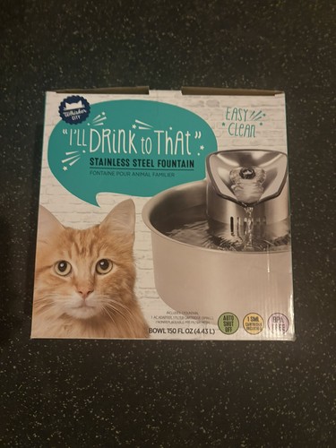 NEW Whisker City “I’ll Drink to That” Stainless Steel Cat Founta - photo 3
