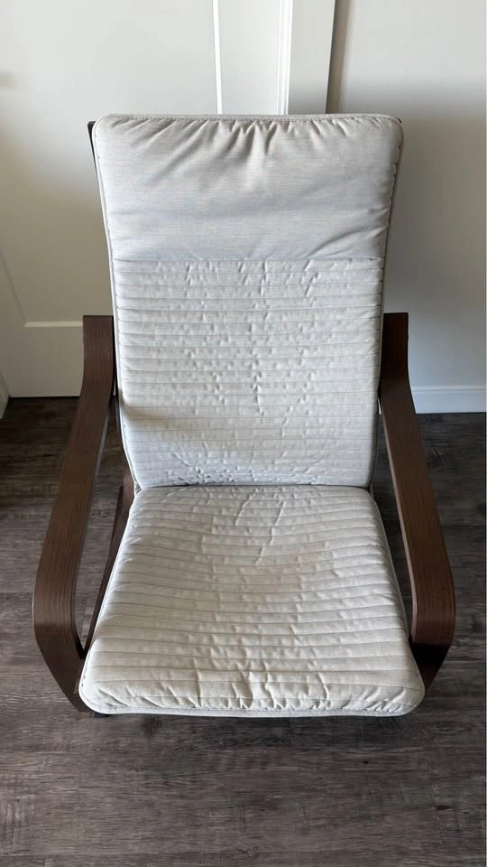 IKEA POÄNG Armchair + Footstool - Walnut/Light Beige - photo 3