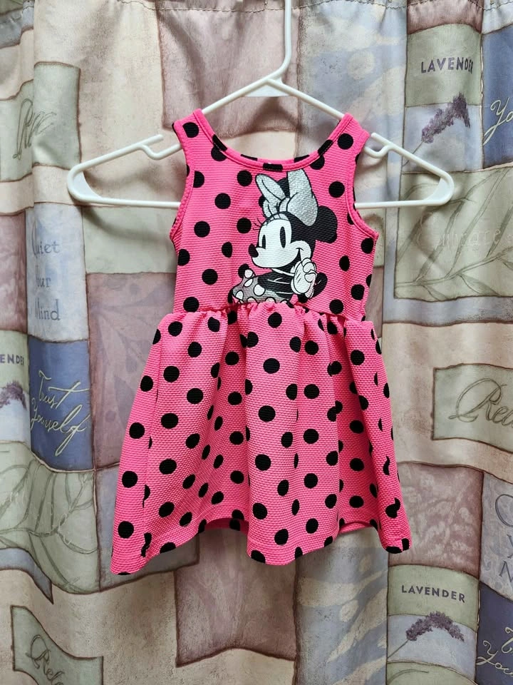 🐭👗Disney Minnie Mouse Pink Polka Dot Dress