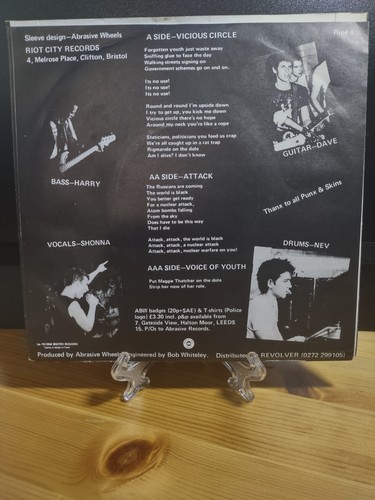 Abrasive Wheels Vicious Circle 7 Vinyl EP Record UK82 Punk 1982 - photo 2
