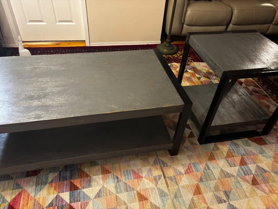 Two Coffee Tables in Two Sizes – Dark Gray with Iron Frame - photo 3
