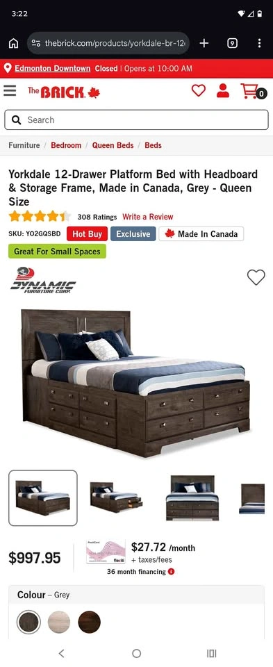 Dark brown captain's bed with 12 drawers