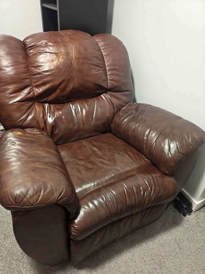 Brown leather recliner
