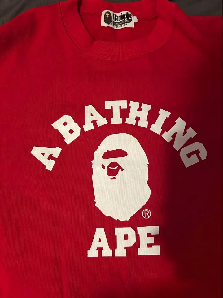 Authentic BAPE Classic College Logo Red Crewneck Sweatshirt - photo 2
