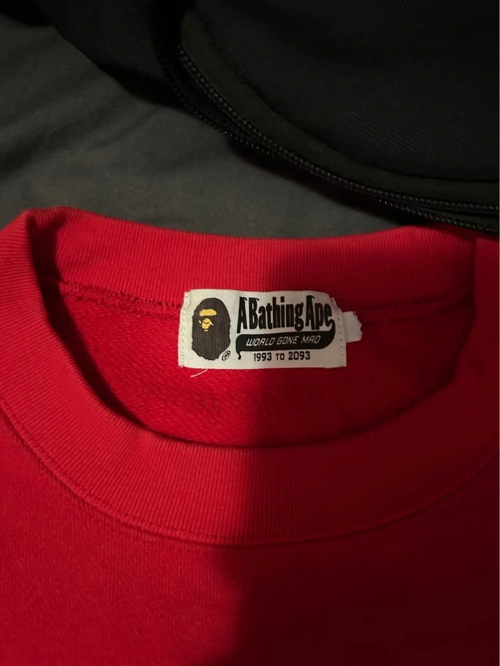 Authentic BAPE Classic College Logo Red Crewneck Sweatshirt - photo 3