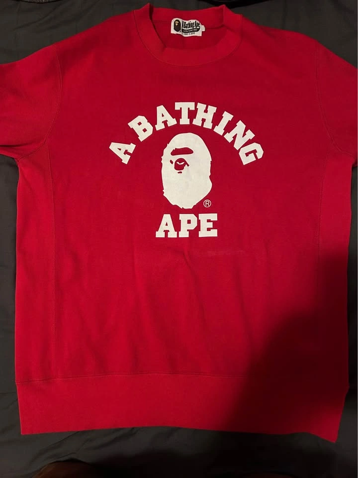 Authentic BAPE Classic College Logo Red Crewneck Sweatshirt - photo 4