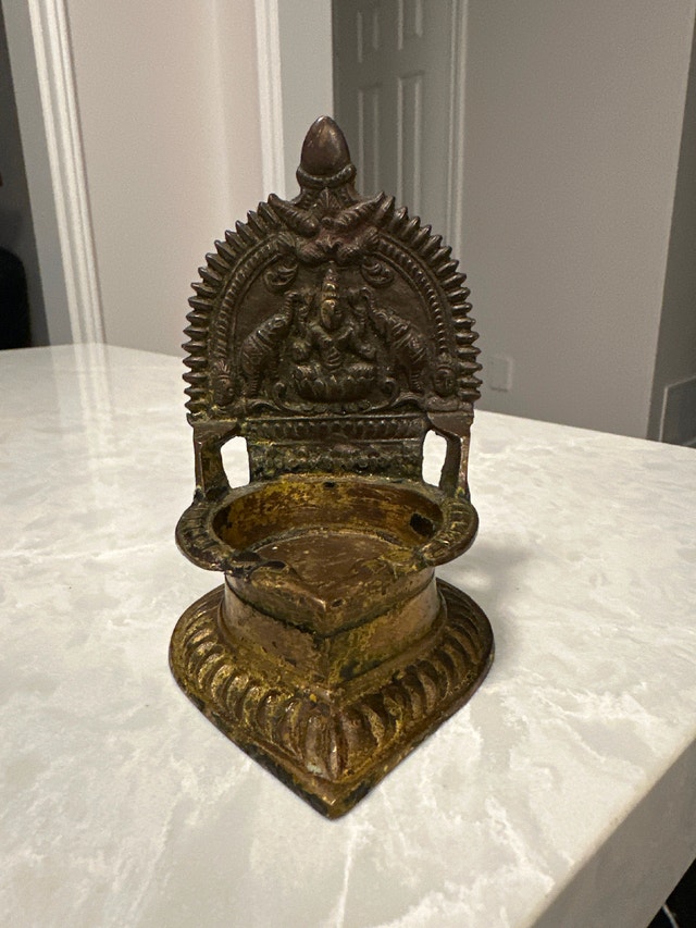 Antique Brass Gajalakshmi Diya Oil Lamp