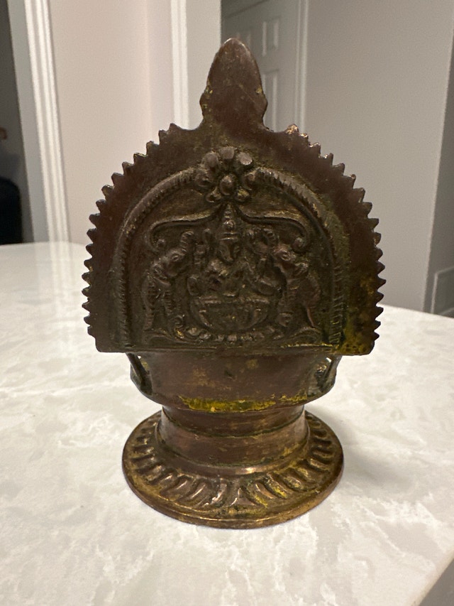 Antique Brass Gajalakshmi Diya Oil Lamp - photo 4
