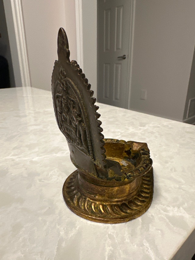 Antique Brass Gajalakshmi Diya Oil Lamp - photo 5