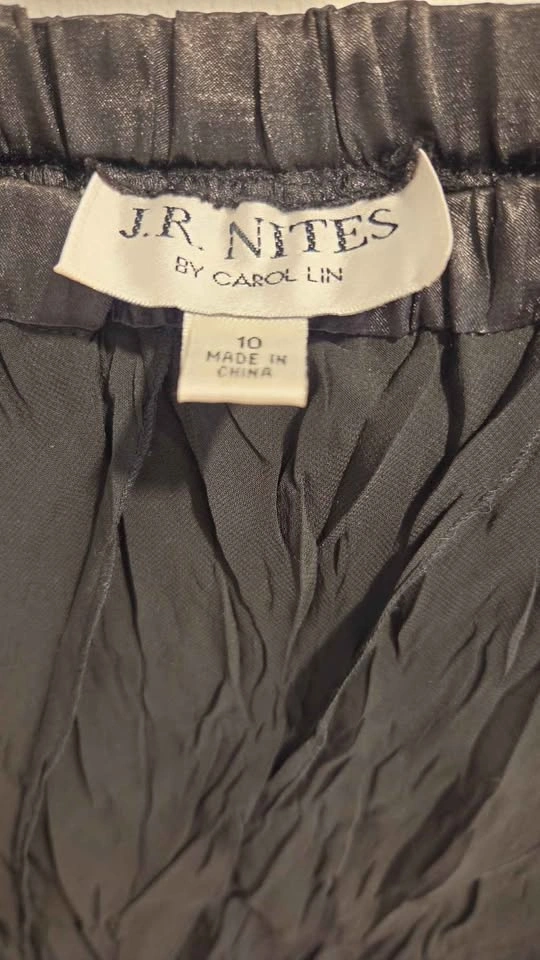 J.R. Nites by Carol Lin Black Crinkle Maxi Skirt Size 10 - photo 2