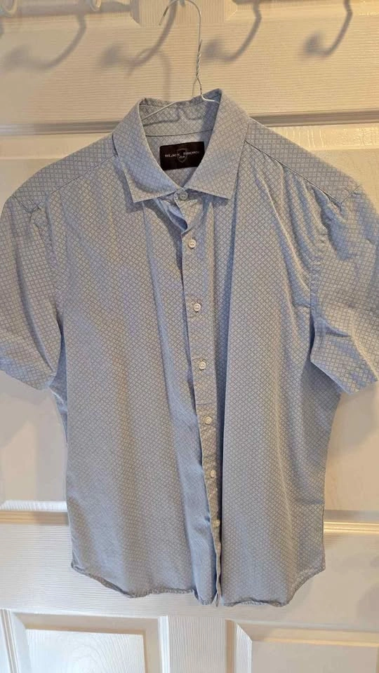 Black Brown 1826 Men's Short Sleeve Button Up Shirt, size small