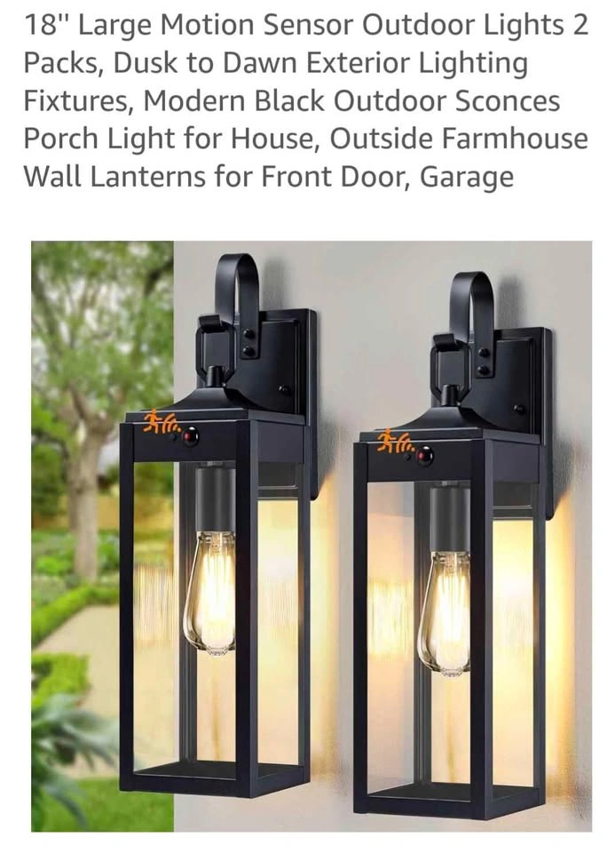 2 High Qual. Motion Sensor, Dusk-to-Dawn, Wall Lights