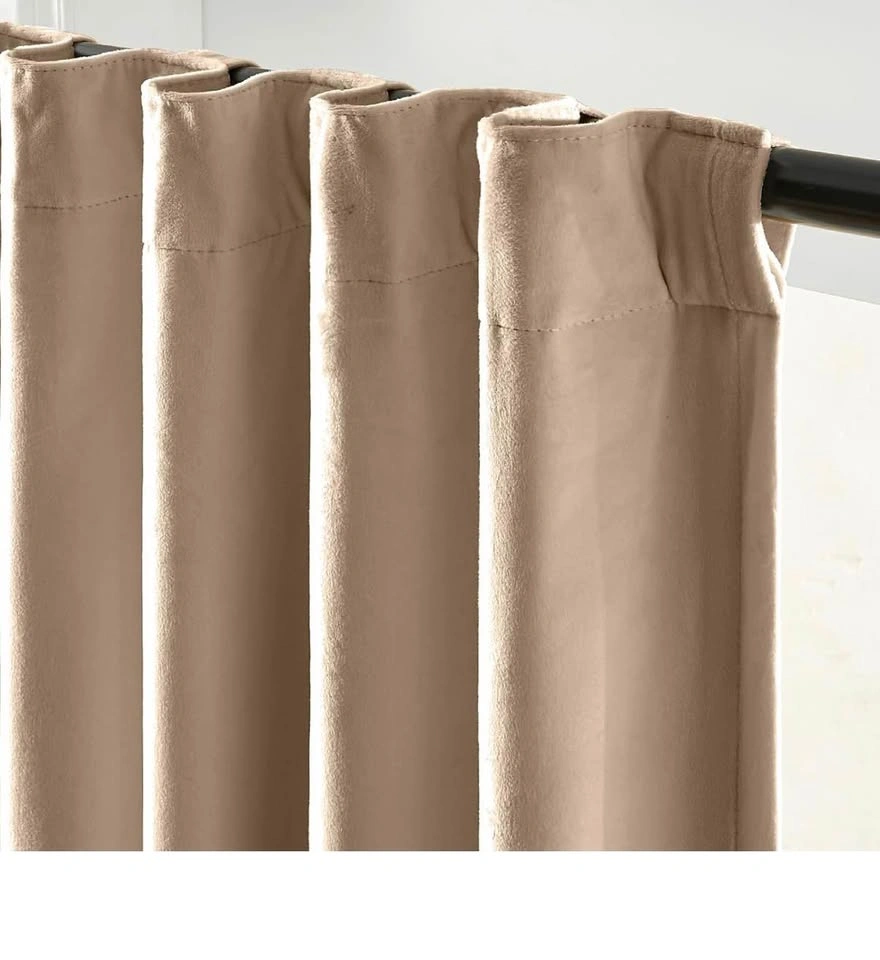 Velvet Blackout Curtains Thermal Insulated Drapes Latte - photo 2