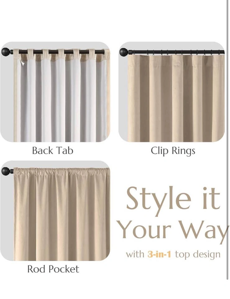 Velvet Blackout Curtains Thermal Insulated Drapes Latte - photo 4