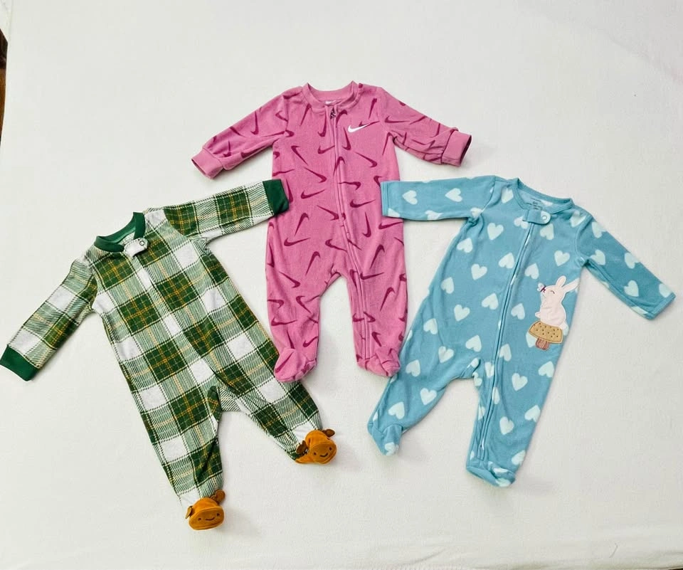 6m Baby Fleece Footed Pajamas / Sleepers Lot of 3 (#G9)