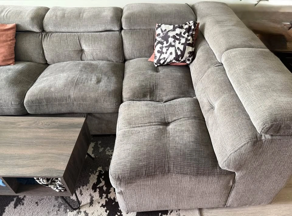 Grey Fabric Sectional Sofa with Pull-Out Bed - photo 2