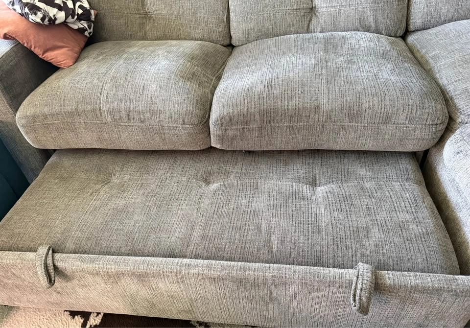 Grey Fabric Sectional Sofa with Pull-Out Bed - photo 3