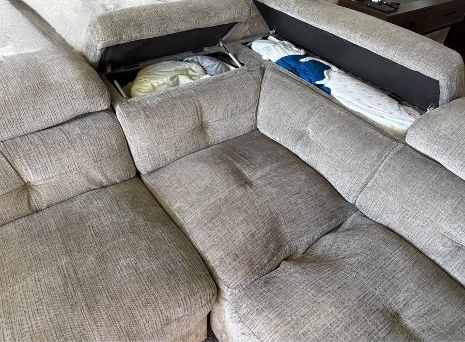 Grey Fabric Sectional Sofa with Pull-Out Bed - photo 5